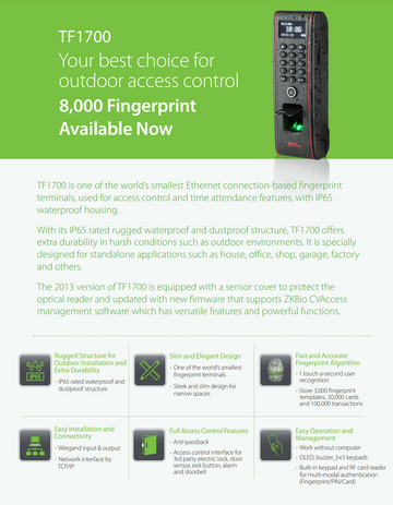 TF1700 ZKTeco Access Control - 0